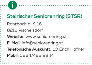 Am Foto sind die Kontaktdaten des steirischen Seniorenrings zu sehen.