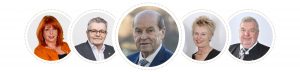 Am Bild sind Eva Hechtner, Michael Rath, Erich Hafner, Hannelore Huber und Gottfried Sperl abgebildet.