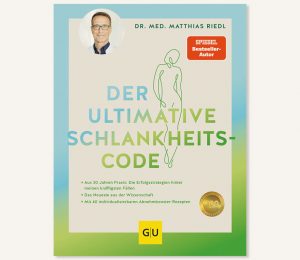 Am Foto ist das Cover des Buches der ultimative Schlankheitscode von Dr. Matthias Riedl zu sehen.